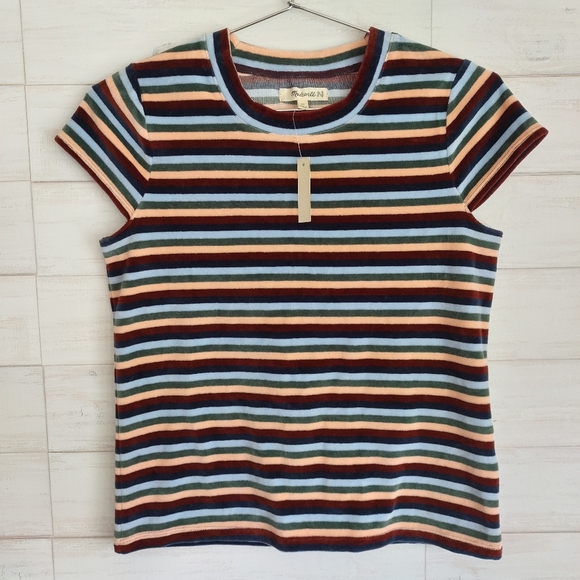 Madewell Stripe Velour Tee - Picture 9 of 11